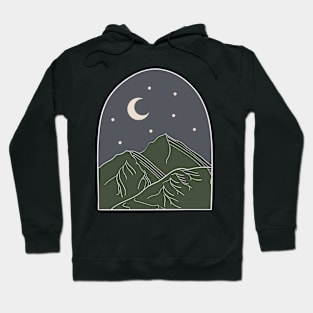 Olive Mountains At Night / Adventure Moon Stars Outdoors Hoodie